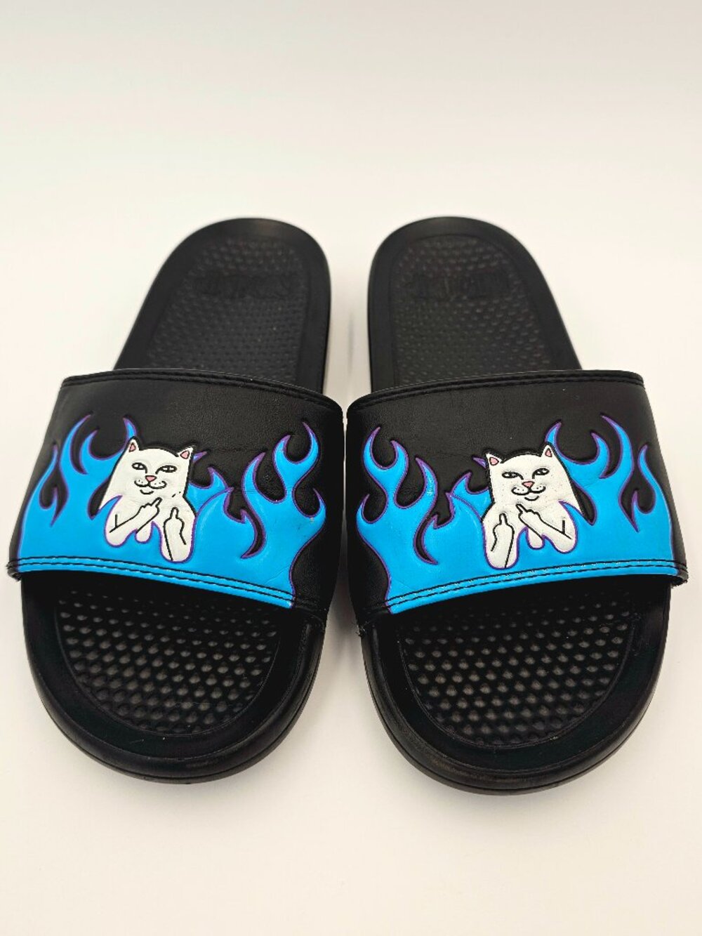 Ripndip Lord Nermal Blue White Cat Flame Slip On Slides Sandals Men's Size 6